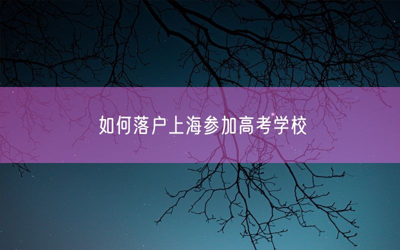 如何落户上海参加高考学校