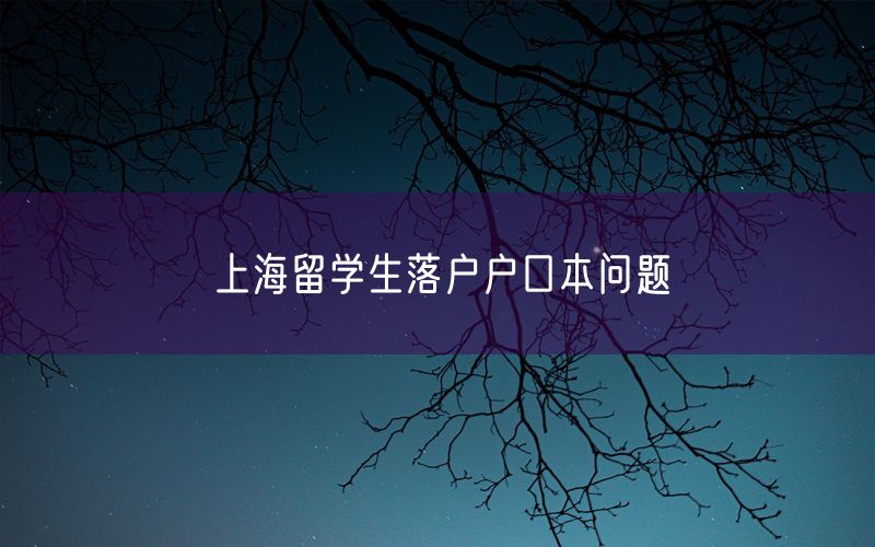 上海留学生落户户口本问题