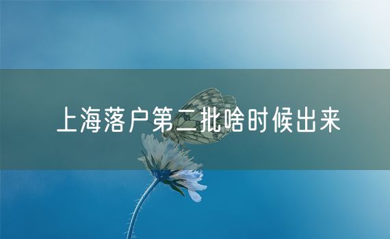 上海落户第二批啥时候出来