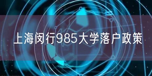 上海闵行985大学落户政策