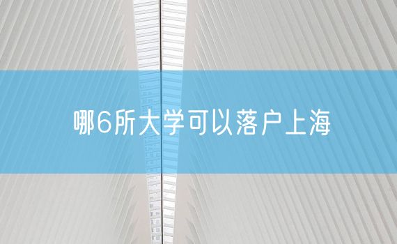 哪6所大学可以落户上海