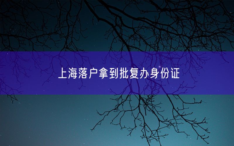 上海落户拿到批复办身份证