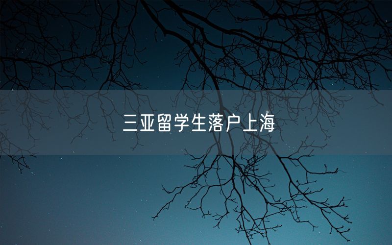 三亚留学生落户上海