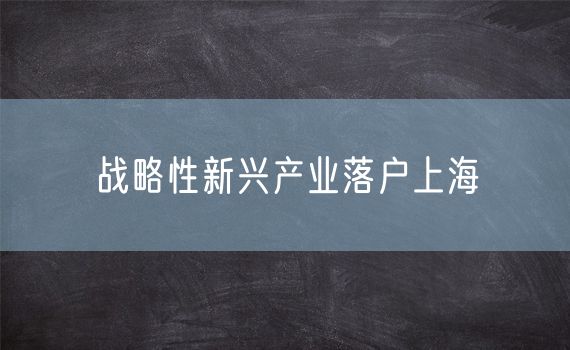 战略性新兴产业落户上海