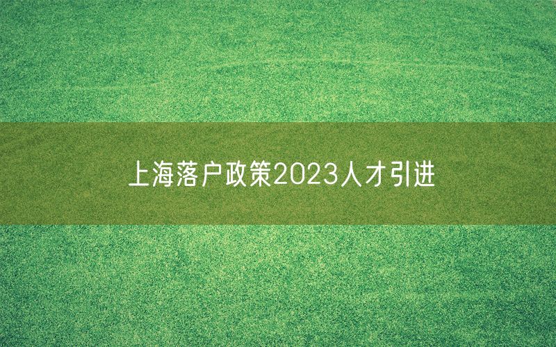 上海落户政策2023人才引进