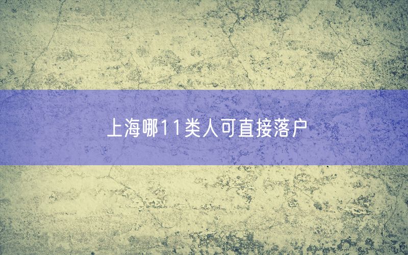 上海哪11类人可直接落户