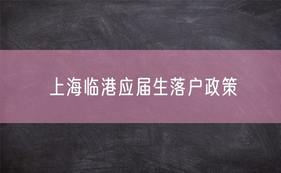 上海临港应届生落户政策