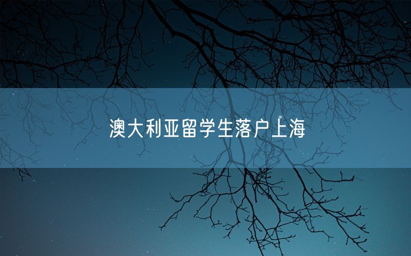 澳大利亚留学生落户上海