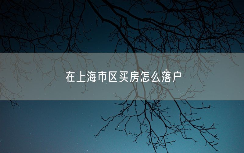 在上海市区买房怎么落户