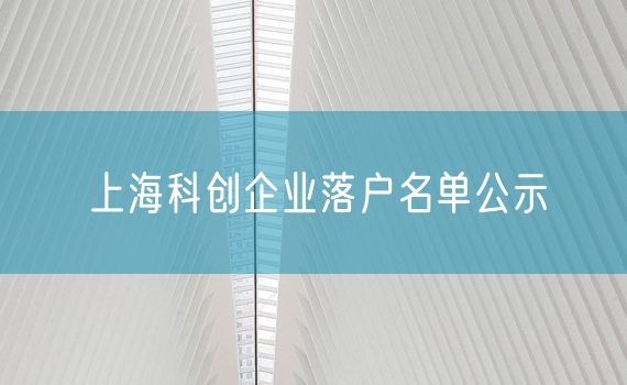 上海科创企业落户名单公示