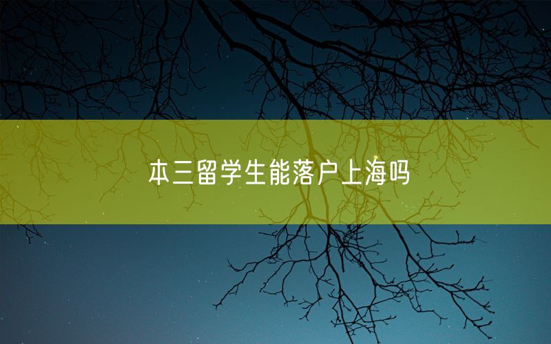 本三留学生能落户上海吗