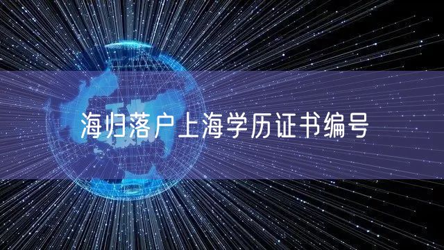 海归落户上海学历证书编号