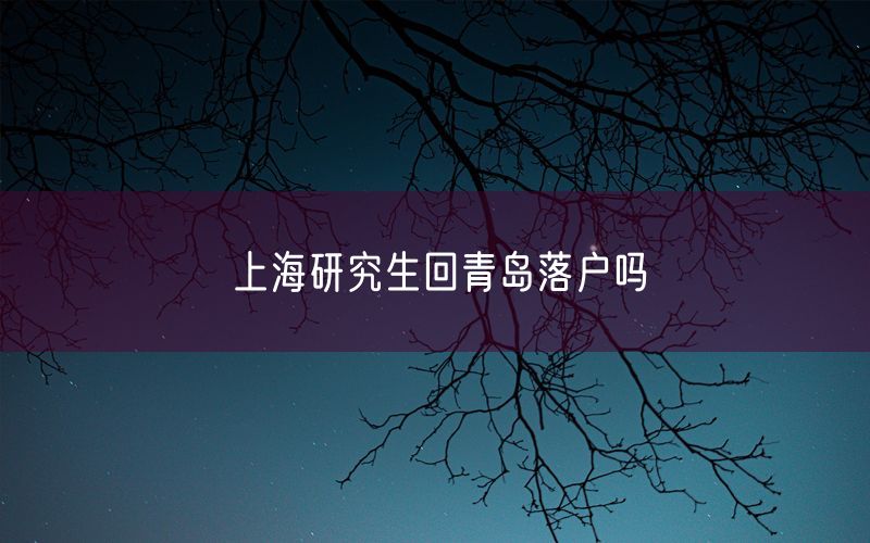 上海研究生回青岛落户吗