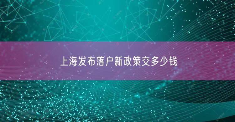 上海发布落户新政策交多少钱