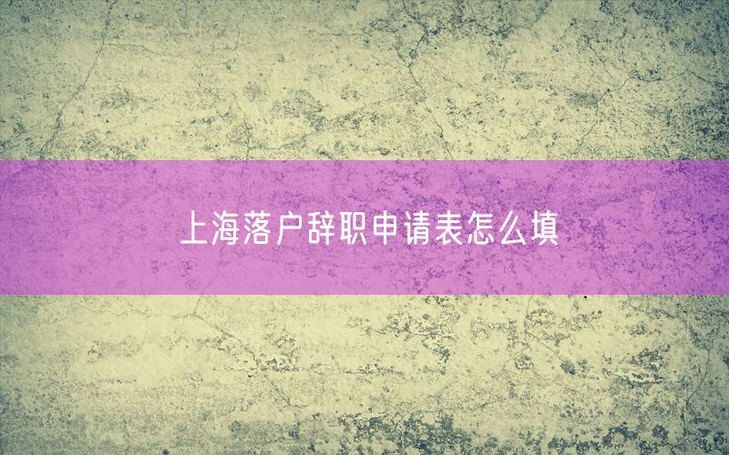 上海落户辞职申请表怎么填