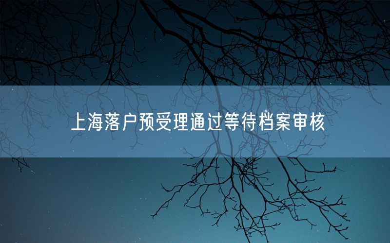 上海落户预受理通过等待档案审核