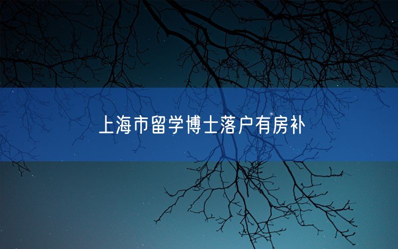 上海市留学博士落户有房补