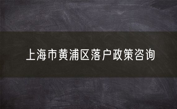 上海市黄浦区落户政策咨询