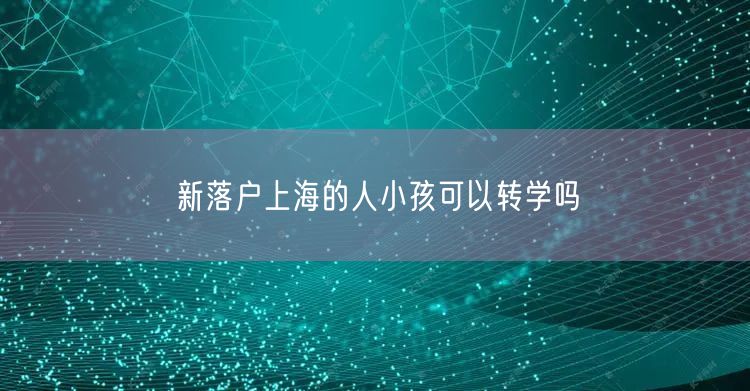 新落户上海的人小孩可以转学吗