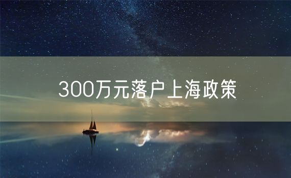 300万元落户上海政策