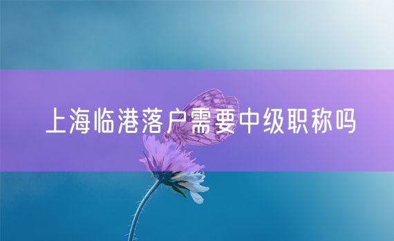 上海临港落户需要中级职称吗