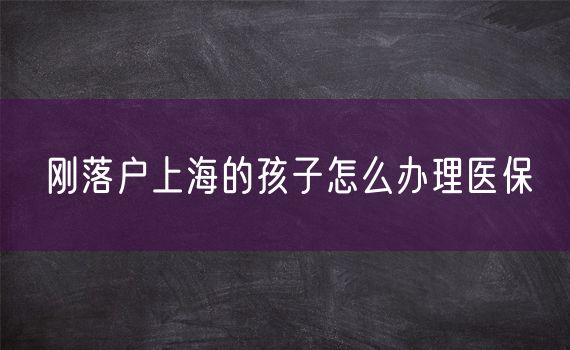 刚落户上海的孩子怎么办理医保