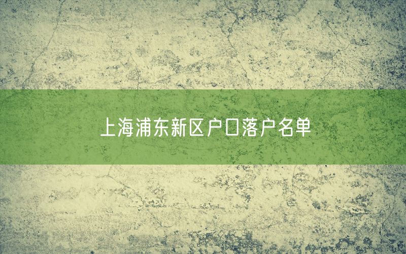 上海浦东新区户口落户名单