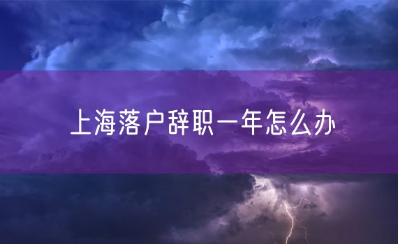 上海落户辞职一年怎么办