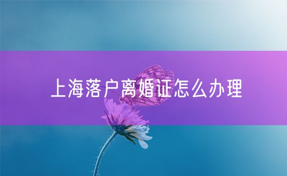 上海落户离婚证怎么办理