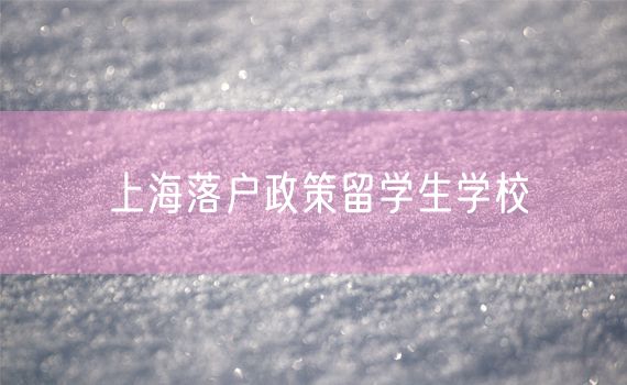 上海落户政策留学生学校