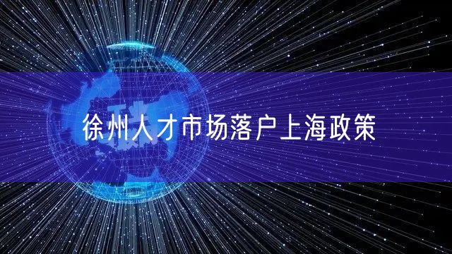 徐州人才市场落户上海政策