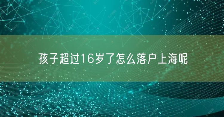 孩子超过16岁了怎么落户上海呢