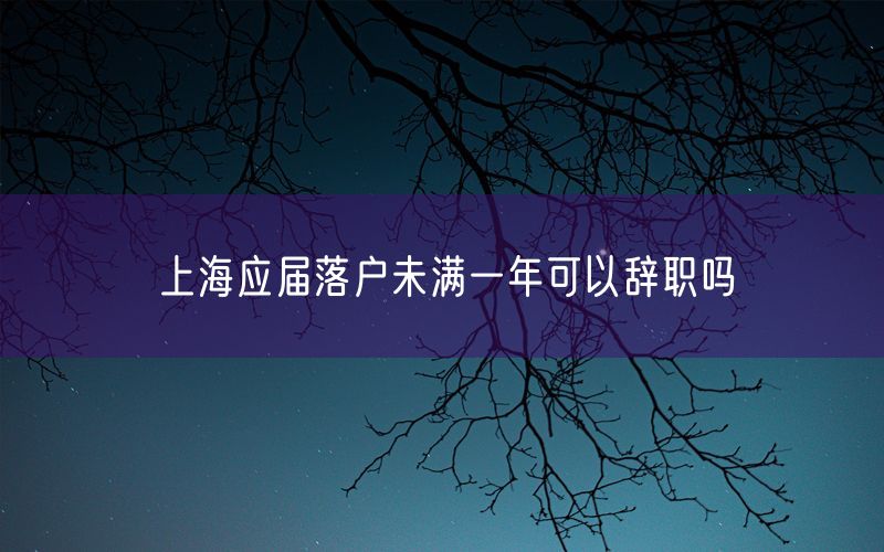 上海应届落户未满一年可以辞职吗