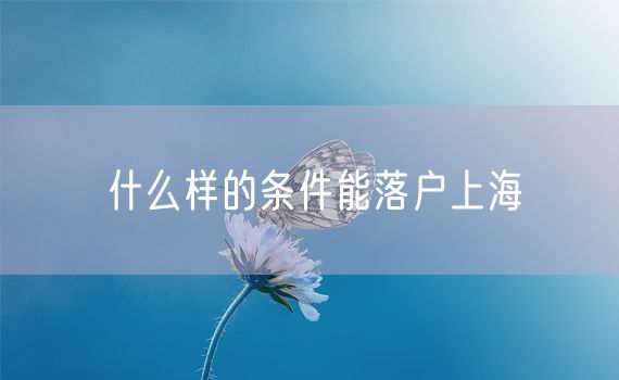 什么样的条件能落户上海