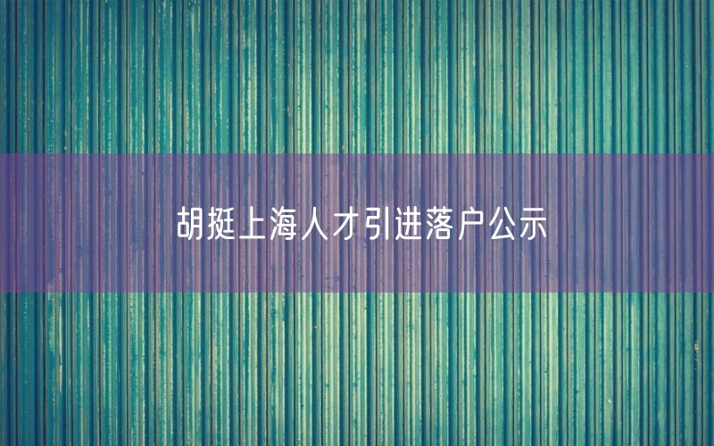 胡挺上海人才引进落户公示