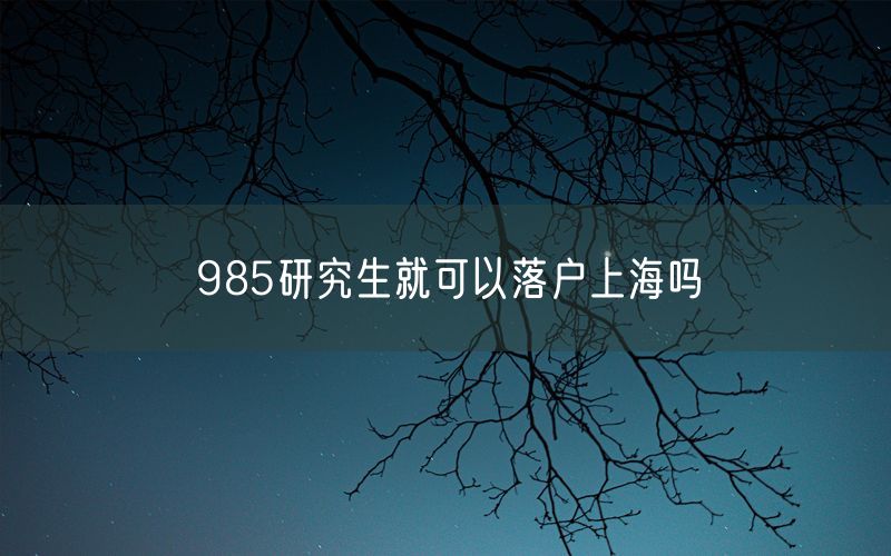 985研究生就可以落户上海吗