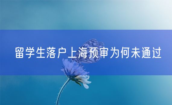 留学生落户上海预审为何未通过