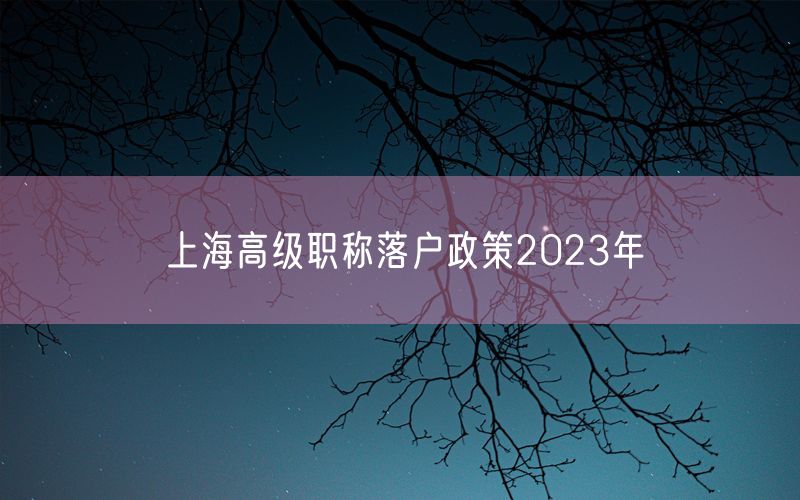 上海高级职称落户政策2023年