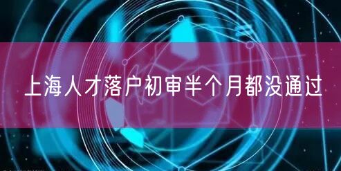 上海人才落户初审半个月都没通过