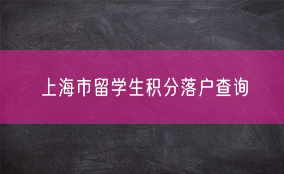 上海市留学生积分落户查询