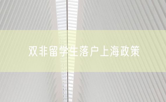 双非留学生落户上海政策