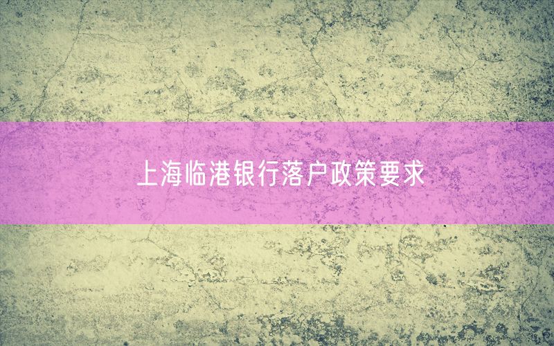 上海临港银行落户政策要求