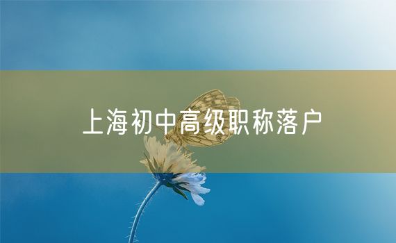 上海初中高级职称落户