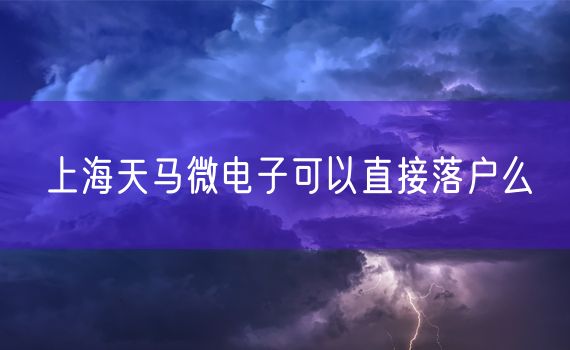 上海天马微电子可以直接落户么