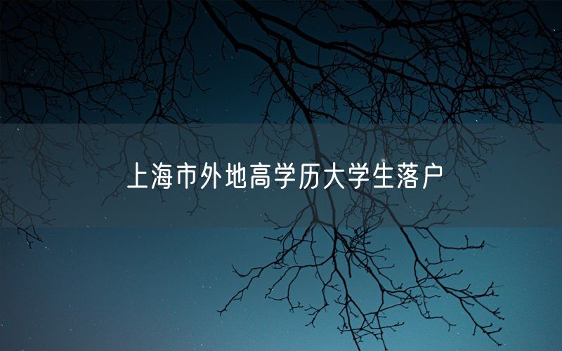 上海市外地高学历大学生落户