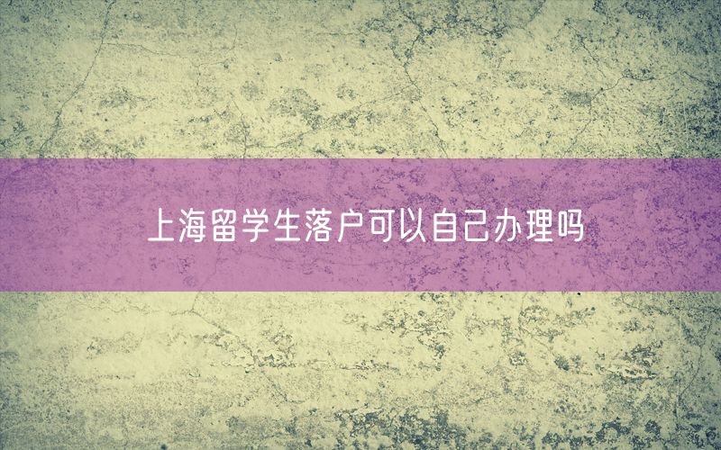 上海留学生落户可以自己办理吗