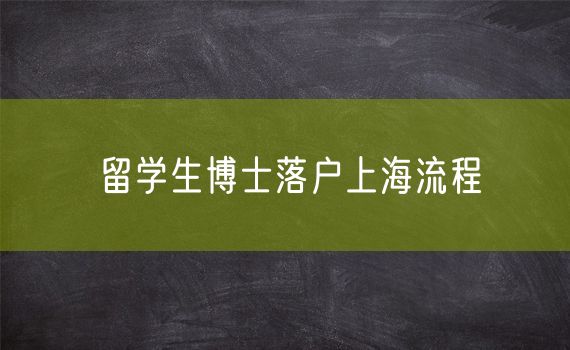 留学生博士落户上海流程