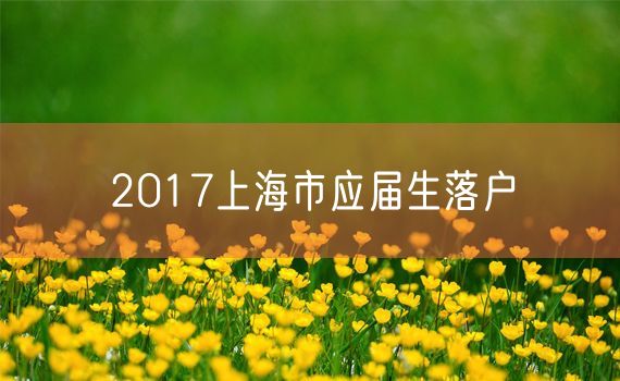 2017上海市应届生落户