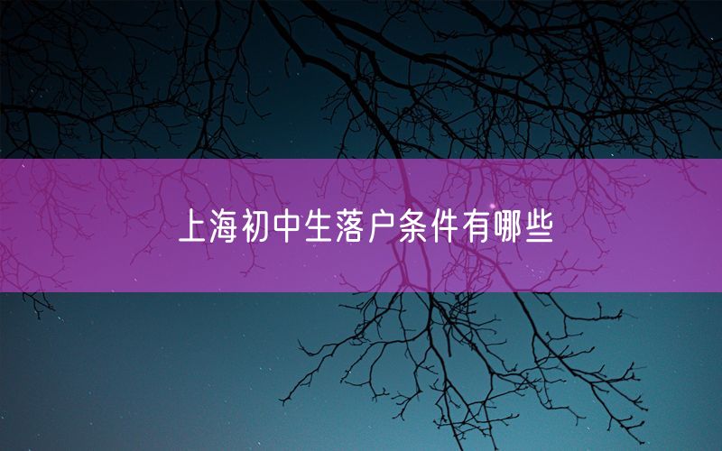 上海初中生落户条件有哪些