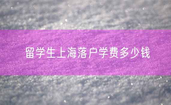 留学生上海落户学费多少钱